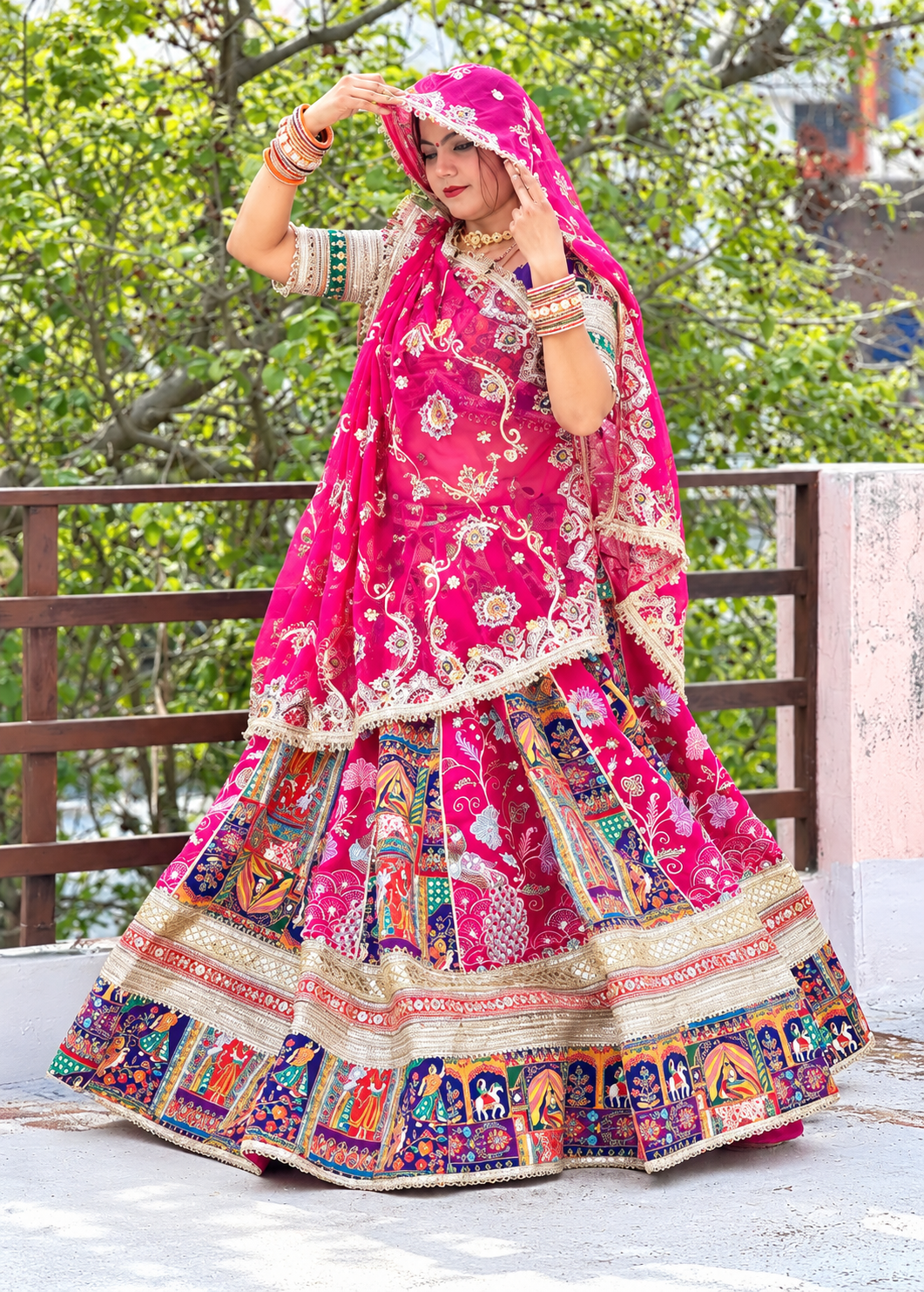 Hand-Painted Organza Ensemble